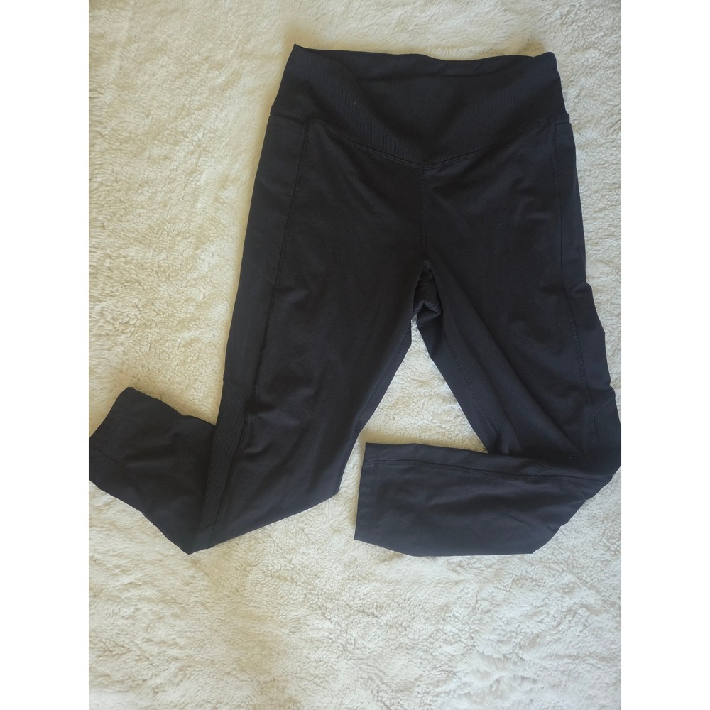 Pink Victoria's Secret Cozy Black Ribbed High Waist Pocket Leggings Large
